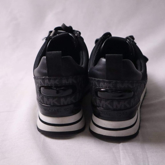 Michael Kors MK Monogram Sneakers Women's 8M Black Lace-Up Athletic Casual Shoes - Picture 6 of 9